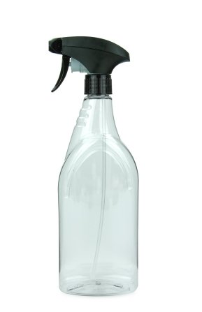 750 ml PET-Flasche transparent, 95 × 55 mm, Metallfreie Trigger-Sprühpistole schwarz, geriffelt