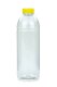 1000 ml R-PET-Smoothie-Flasche transparent, Ø 81,0 mm, Verschluss gelb