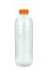 1000 ml R-PET-Smoothie-Flasche transparent, Ø 81,0 mm, Verschluss orange
