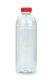 1000 ml R-PET-Smoothie-Flasche transparent, Ø 81,0 mm, Verschluss rot