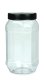 1.000 ml PET-Weithalstiegel 82 klar, achteckig (82 RTS) – Deckel schwarz, glänzend, Dichtkonus