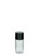20 ml PET-Flasche transparent, Ø 26,5 mm, doppelwandiger Verschluss, kantig schwarz