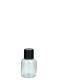 25 ml PET-Flasche transparent, Ø 32,3 mm, Schraubverschluss (Mini-Gewinde) schwarz