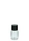 25 ml PET-Flasche transparent, Ø 32,3 mm, doppelwandiger Verschluss, kantig schwarz