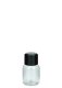 25 ml PET-Flasche transparent, Ø 32,3 mm, doppelwandiger Verschluss, soft schwarz