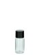 25 ml PET-Flasche transparent, Ø 28,5 mm, doppelwandiger Verschluss, kantig schwarz