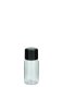 25 ml PET-Flasche transparent, Ø 28,5 mm, doppelwandiger Verschluss, soft schwarz