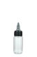 30 ml PETG-Dosierflasche transparent, Ø 29,5 mm, On/Off-Verschluss (schwarz/transparent)