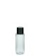 30 ml PET-Flasche transparent, Ø 26,5 mm, Schraubverschluss (Mini-Gewinde) schwarz