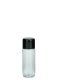 30 ml PET-Flasche transparent, Ø 26,5 mm, doppelwandiger Verschluss, soft schwarz
