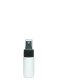 30 ml PETG-Flasche weiß, Ø 29,5 mm, Sprühzerstäuber schwarz, geriffelt