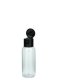 35 ml PET-Flasche transparent, Ø 28,5 mm, Klappverschluss schwarz
