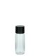 35 ml PET-Flasche transparent, Ø 28,5 mm, doppelwandiger Verschluss, kantig schwarz