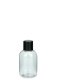 50 ml PET-Flasche transparent, Ø 37,8 mm, Schraubverschluss (Mini-Gewinde) schwarz