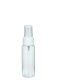 50 ml PETG-Flasche transparent, Ø 32 mm, Sprühzerstäuber weiß, geriffelt
