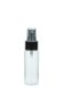 50 ml PETG-Flasche transparent, Ø 32 mm, Sprühzerstäuber schwarz, geriffelt