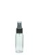 60 ml R-PET-Flasche transparent, Ø 34,3 mm, Sprühzerstäuber schwarz, geriffelt