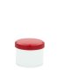 75 ml PP-Cremetiegel weiß, flach – Deckel rot