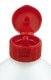 1000 ml PE-HD-Flasche natur, Ø 80,0 mm, Klappverschluss rot