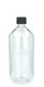 1000 ml PET-Laborflasche KISI transparent, Ø 88,5 mm, Verschluss schwarz