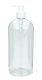 1000 ml R-PET-Flasche transparent, Ø 87,0 mm, Seifenpumpe weiß