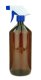 1000 ml PET-Flasche braun, Ø 88,5 mm, Trigger-Sprühpistole, Einzelmodus blau, geriffelt