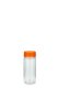 100 ml PET-Weithals-Smoothie-Flasche transparent, Ø 42,0 mm, Verschluss orange