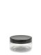 100 ml PET-Classic Tiegel klar (70/400) – Deckel schwarz, glänzend, Dichtkonus