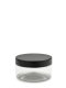 100 ml PET-Cylindrical Zylinderdose klar (70/400) – Deckel schwarz, matt, Dichtkonus