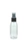 100 ml R-PET-Flasche transparent, Ø 41,9 mm, Sprühzerstäuber schwarz, geriffelt
