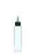 125 ml PET-Dosierflasche transparent, Ø 37,1 mm, On/Off-Verschluss (schwarz/transparent)