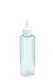 125 ml PETG-Dosierflasche transparent, Ø 41,5 mm, On/Off-Verschluss weiß