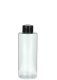 125 ml PETG-Flasche transparent, Ø 41,5 mm, Schraubverschluss schwarz