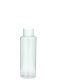 125 ml PETG-Flasche transparent, Ø 41,5 mm, Schraubverschluss mit Spritzeinsatz weiß