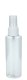 125 ml PETG-Flasche transparent, Ø 41,5 mm, Sprühzerstäuber weiß, geriffelt