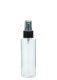 125 ml PETG-Flasche transparent, Ø 41,5 mm, Sprühzerstäuber schwarz, geriffelt