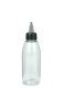 150 ml PET-Dosierflasche transparent, Ø 46,2 mm, On/Off-Verschluss (schwarz/transparent)