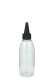 150 ml R-PET-Dosierflasche transparent, Ø 46,2 mm, Schraubkappe schwarz