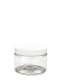 150 ml PET-Cylindrical Zylinderdose klar (70/400) – Deckel weiß, matt, Dichtkonus