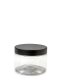 150 ml PET-Cylindrical Zylinderdose klar (70/400) – Deckel schwarz, matt, Dichtkonus