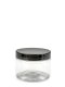 150 ml PET-Cylindrical Zylinderdose klar (70/400) – Deckel schwarz, glänzend, Dichtkonus