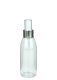 150 ml R-PET-Flasche transparent, Ø 46,2 mm, Lotionpumpe weiß/Metall