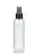 150 ml R-PET-Flasche transparent, Ø 42,2 mm, Sprühzerstäuber schwarz, glatt