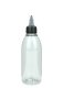 200 ml R-PET-Dosierflasche transparent, Ø 50,4 mm, On/Off-Verschluss (schwarz/transparent)