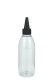 200 ml R-PET-Dosierflasche transparent, Ø 50,4 mm, Schraubkappe schwarz