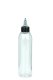 200 ml PET-Dosierflasche transparent, Ø 45,8 mm, On/Off-Verschluss (schwarz/transparent)