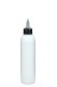 200 ml R-PET-Dosierflasche weiß, Ø 45,8 mm, On/Off-Verschluss (schwarz/transparent)