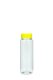200 ml R-PET-Smoothie-Flasche transparent, Ø 48,0 mm, Verschluss gelb