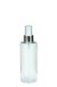 200 ml PETG-Flasche transparent, Ø 50,0 mm, Lotionpumpe weiß/Metall