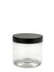 200 ml R-PET-Cylindrical Zylinderdose klar (70/400) – Deckel schwarz, matt, EPE-Einlage